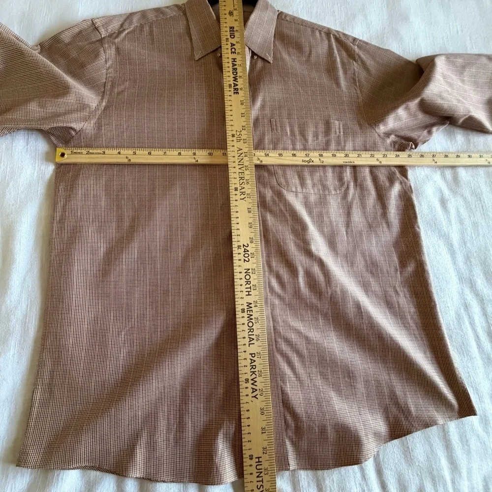 Jos. A. Bank Shirt Mens L Brown Check Traveler's Collection Cotton Casual Office - Picture 3 of 8